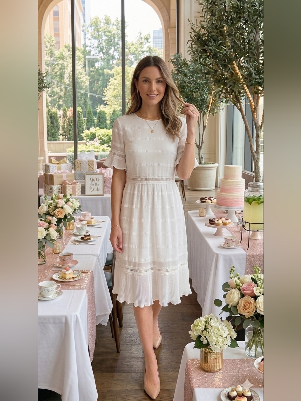 Endless Rose Ivory Midi Dress With Tiers Size Small